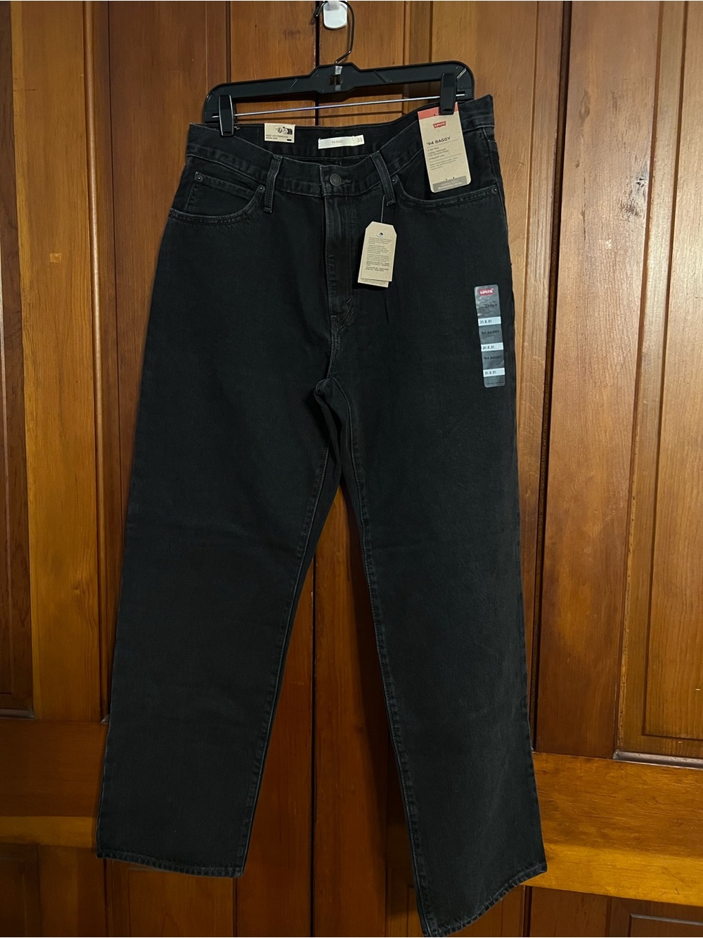 Levi’s 94 Baggy Mid Rise Straight Leg Jeans Black Size 31 x 31 NWT